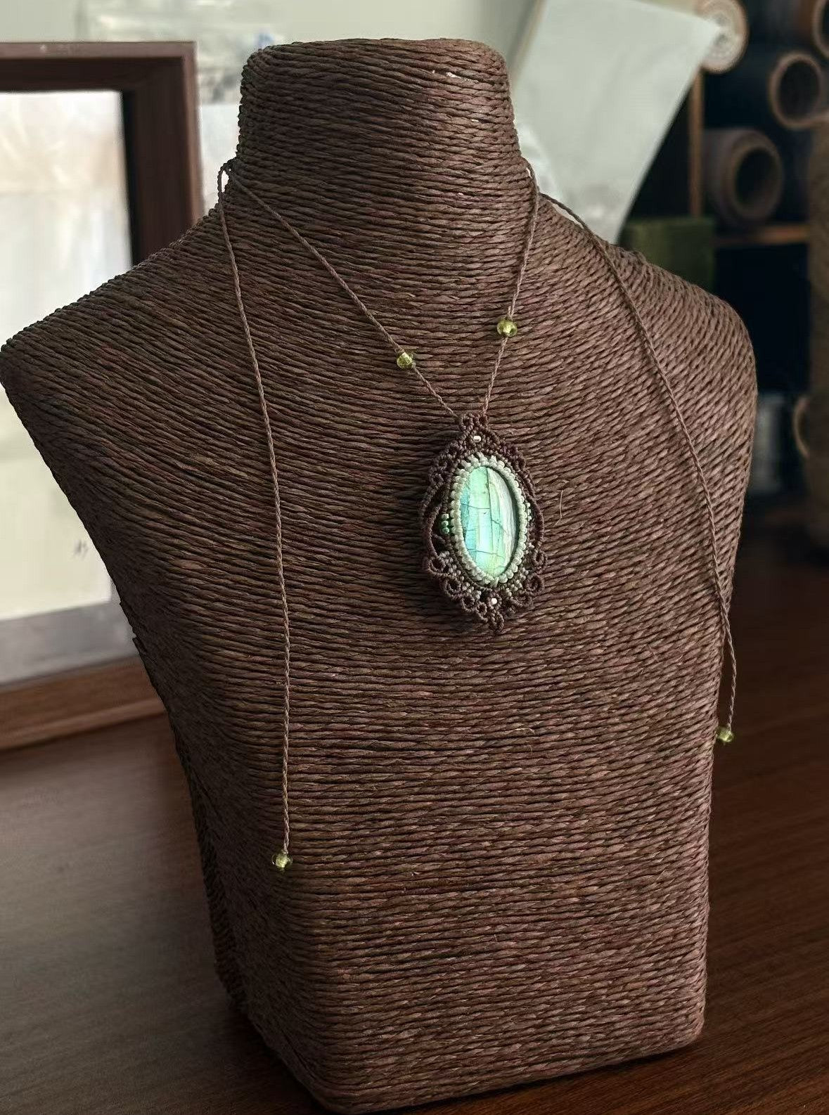 Labradorite Meadow Woven Necklace