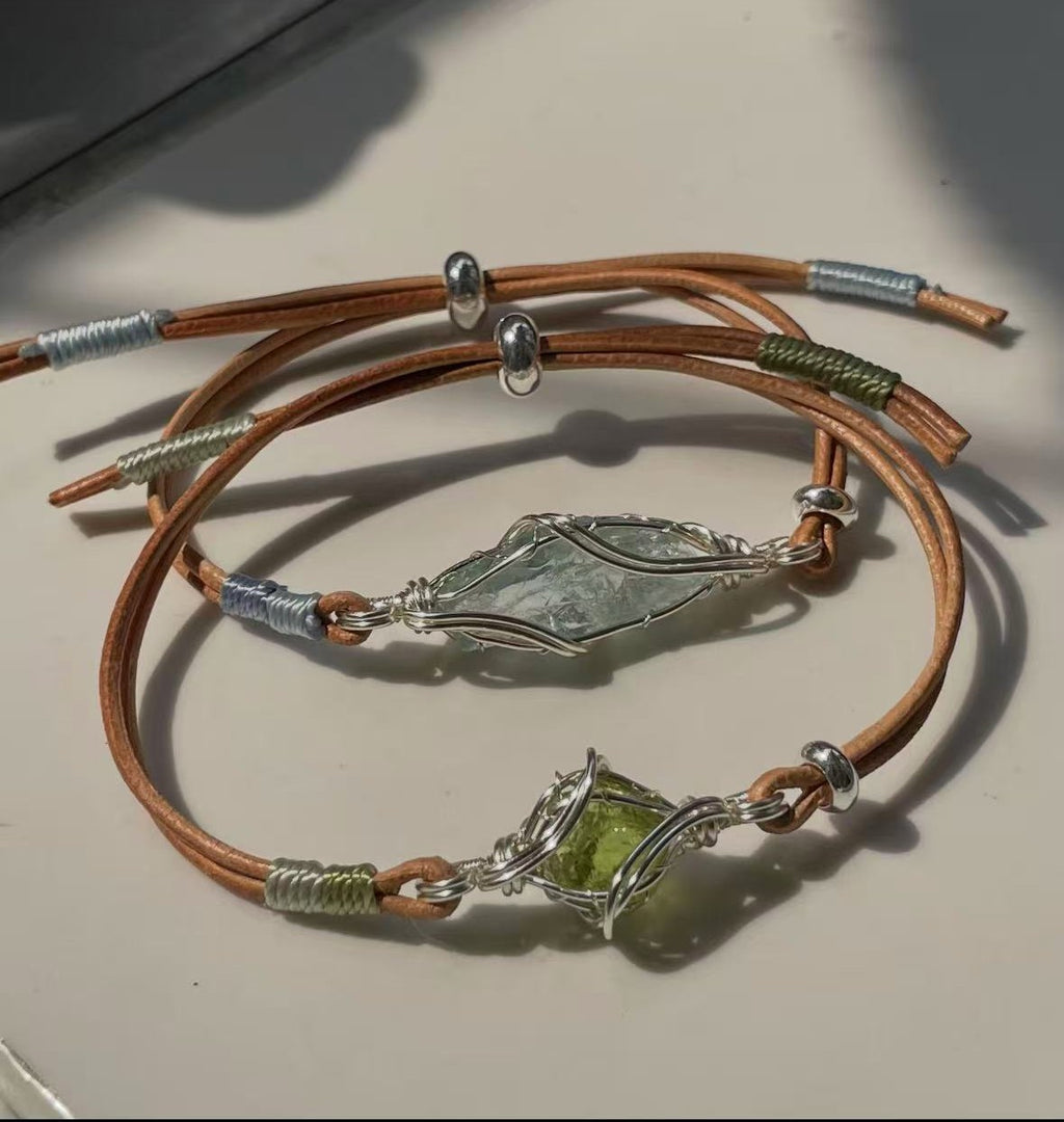 Custom Aquamarine or Peridot Wrap Bracelet