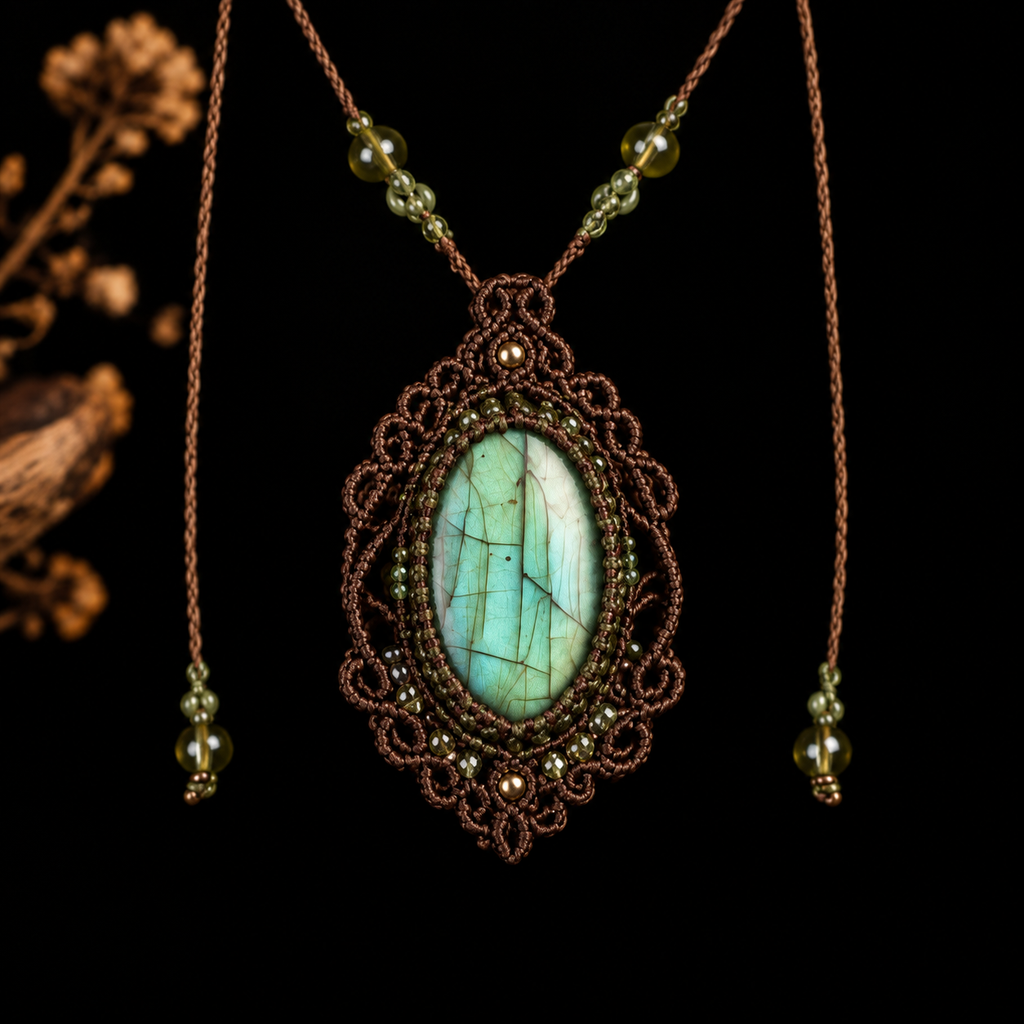 Labradorite Meadow Woven Necklace