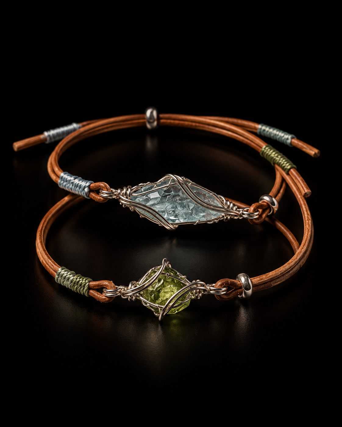 Custom Aquamarine or Peridot Wrap Bracelet