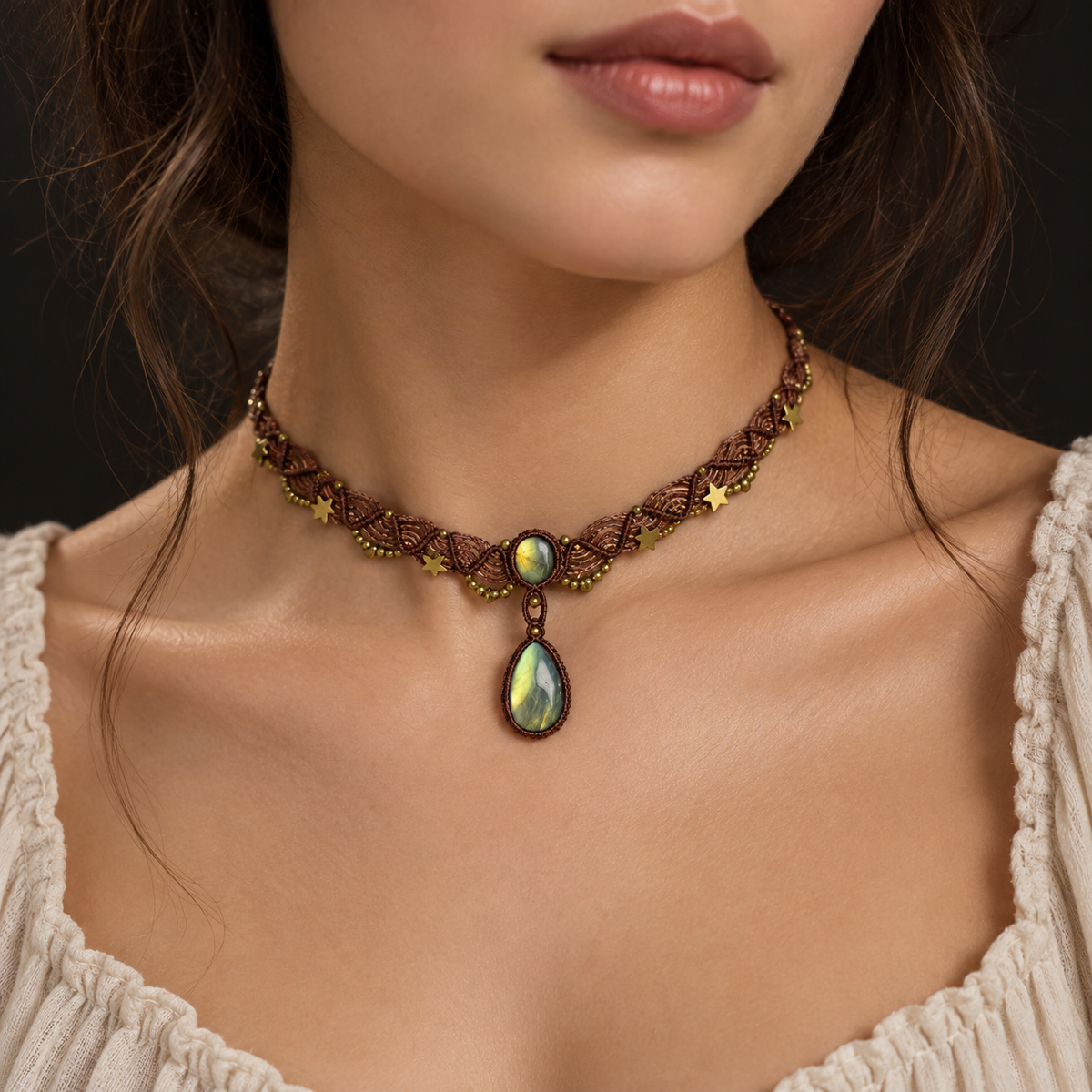 Solaris Labradorite Woven Collar Necklace